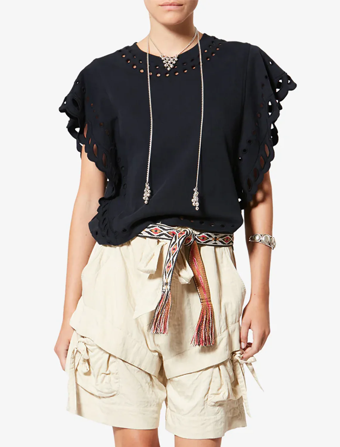 broderie anglaise odyle top in faded black - Image 2