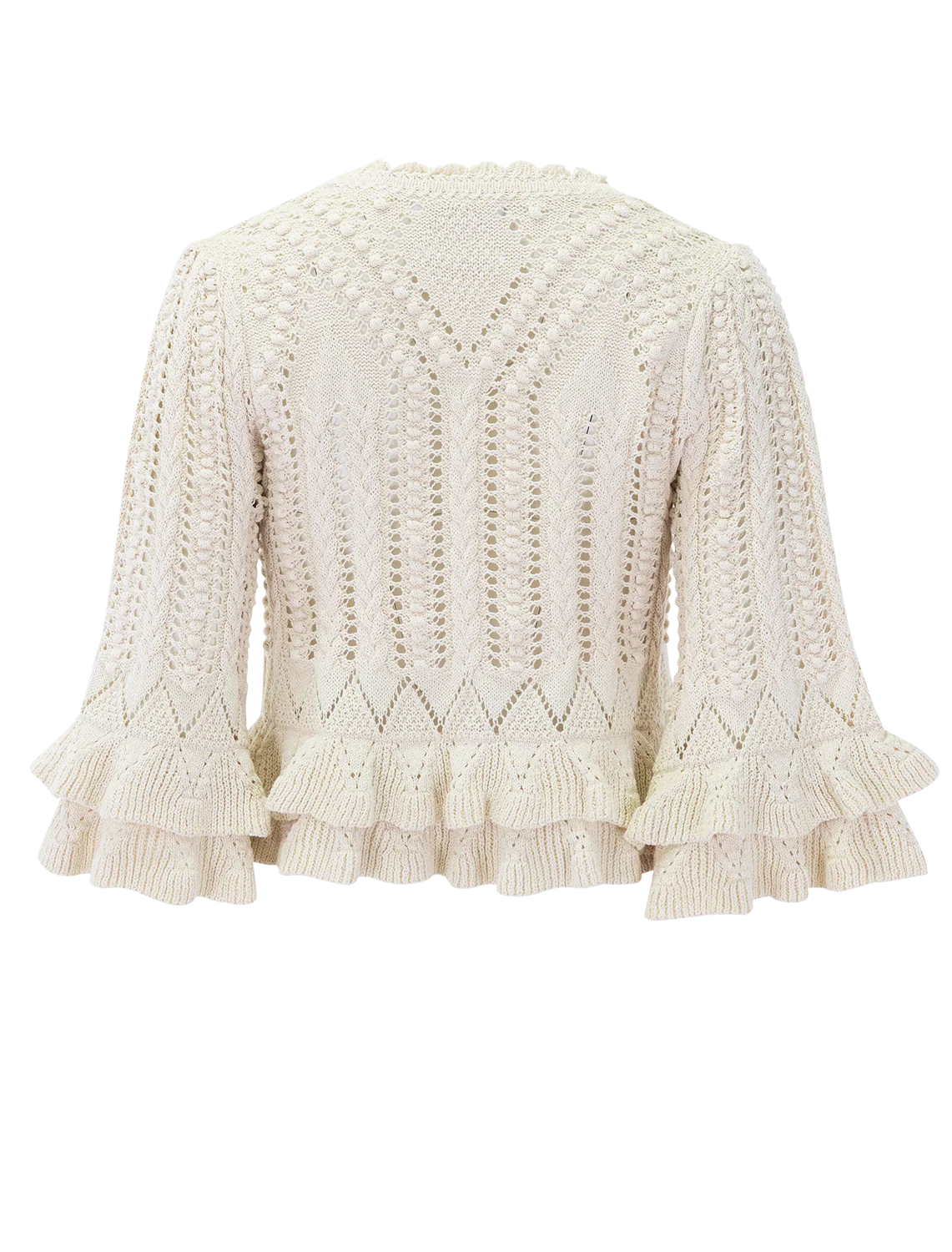 frilly cotton norma knit top in ecru - Image 3