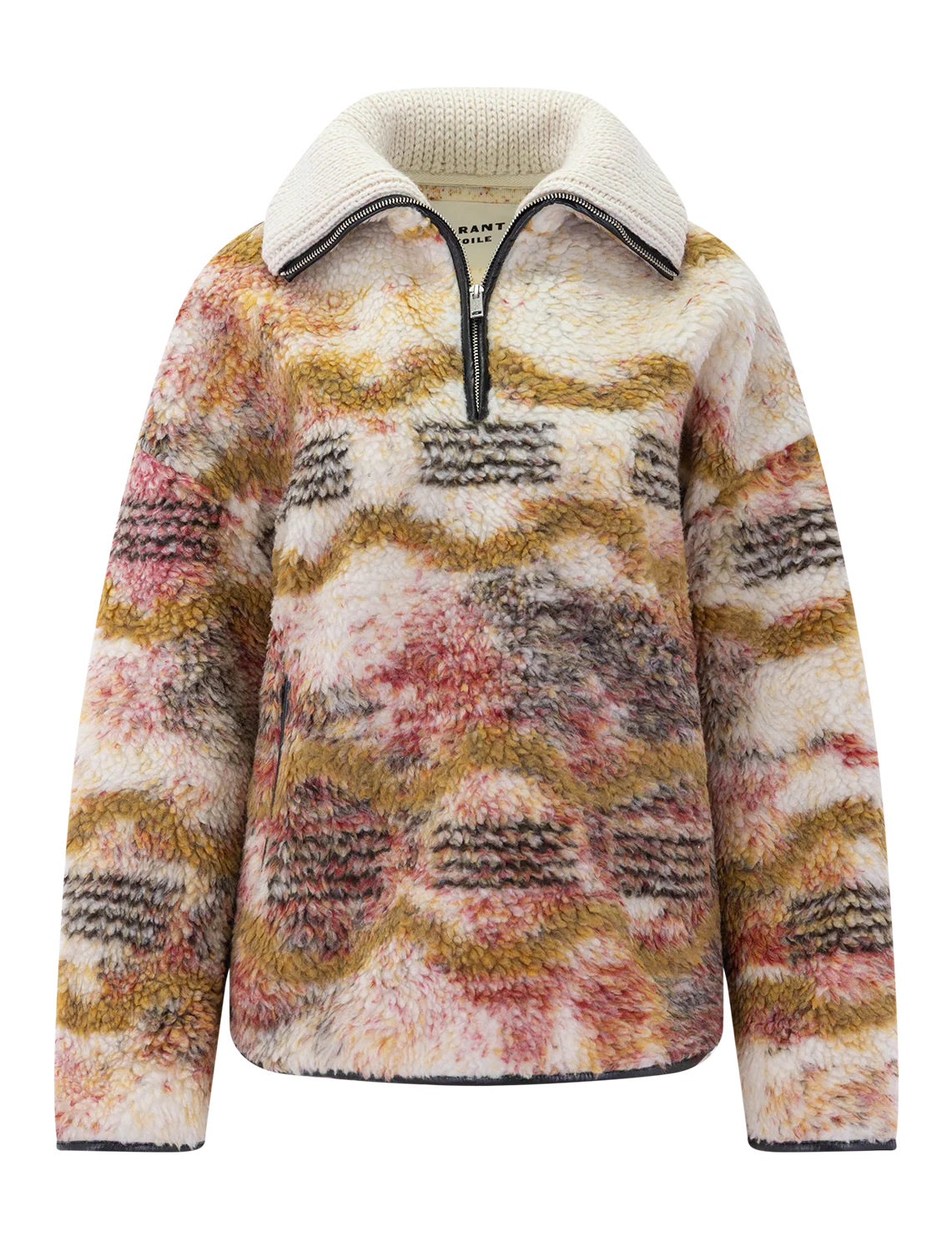 marner fleece pullover in ecru and ochre