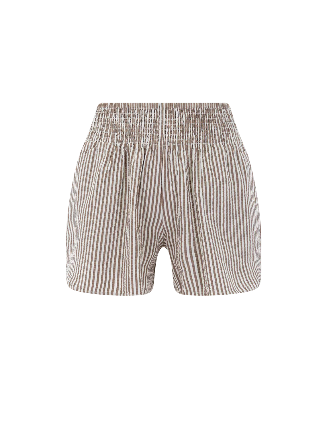 isla seersucker shorts in mocha stripe