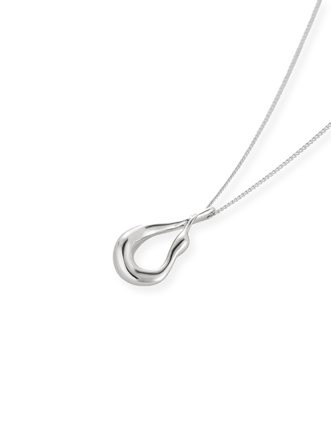 mini egret pendant necklace in silver - Image 3