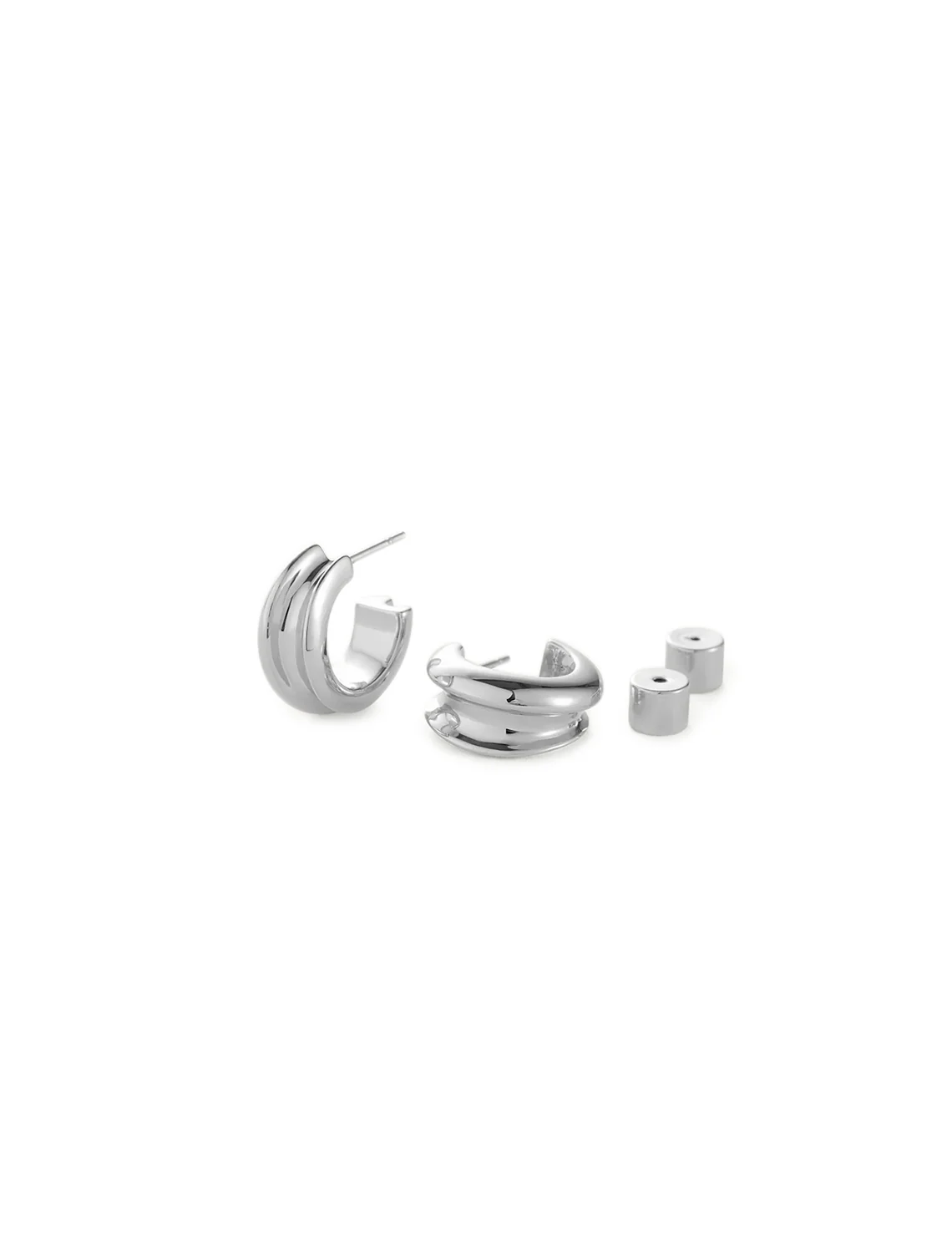 mini lennon hoops in silver - Image 3