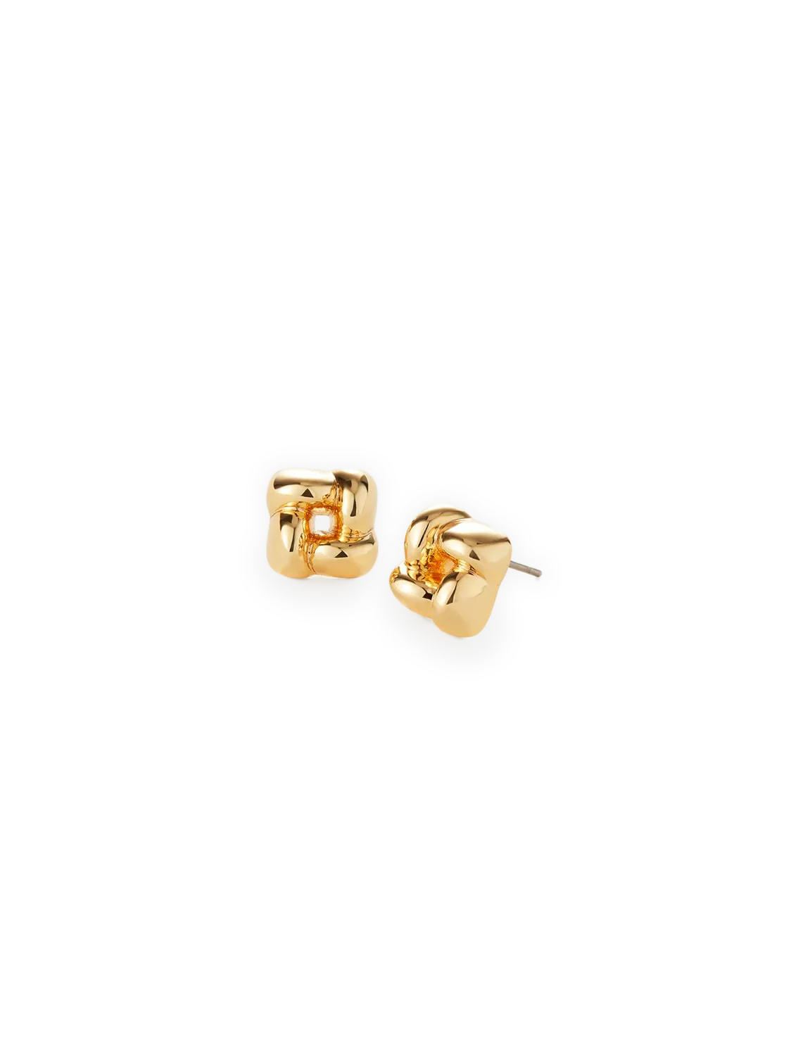 mini woven square earrings in gold