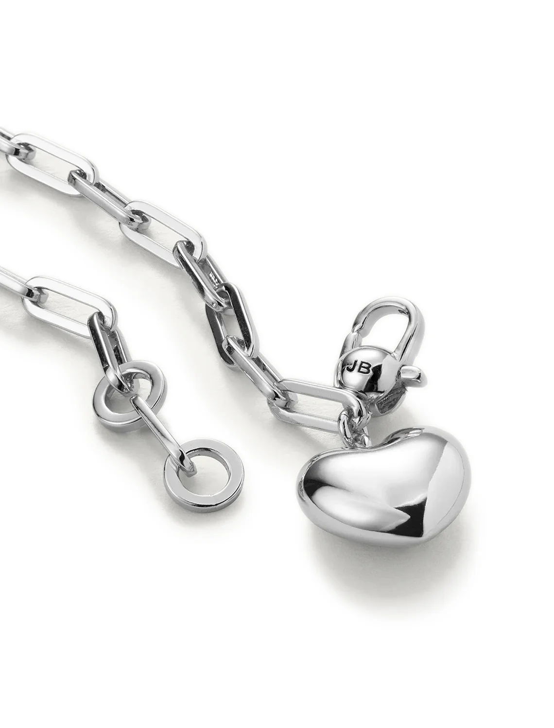 puffy heart chain bracelet in silver - Image 3