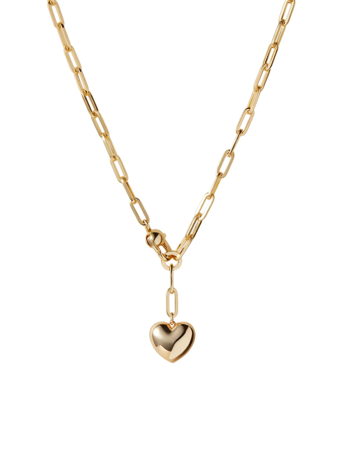 puffy heart chain necklace in gold