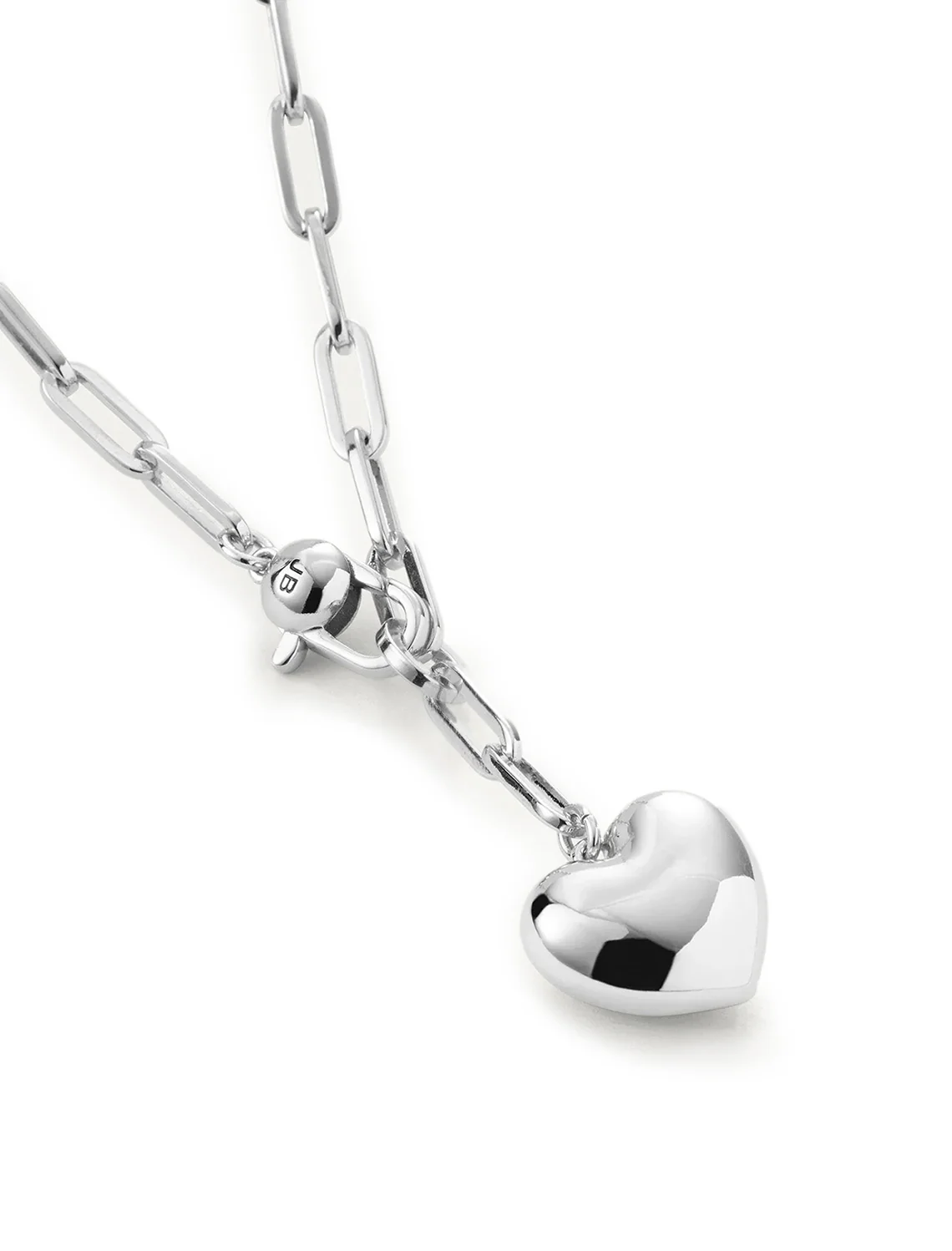 puffy heart chain necklace in silver - Image 3