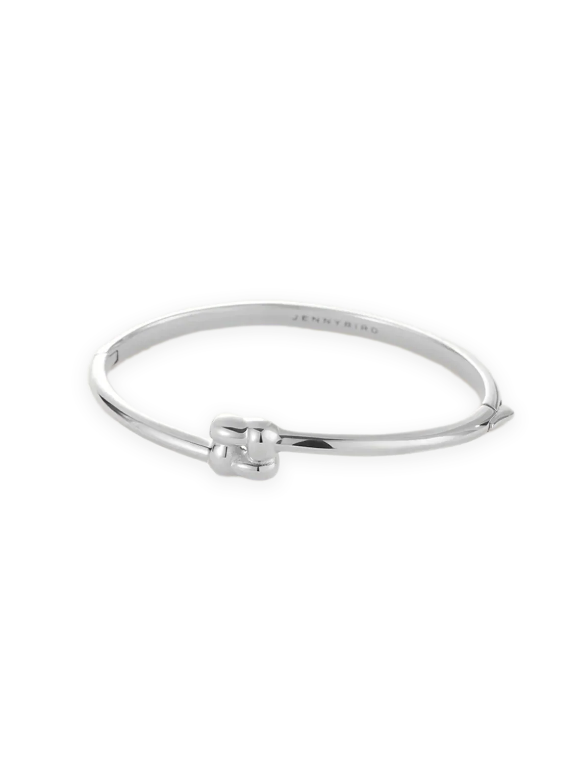 slim woven square bangle in platinum