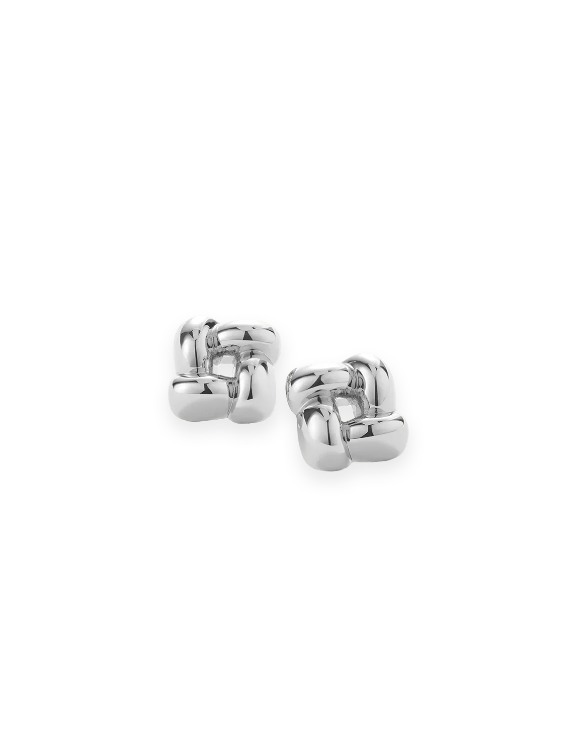small woven square earrings in high polish silver