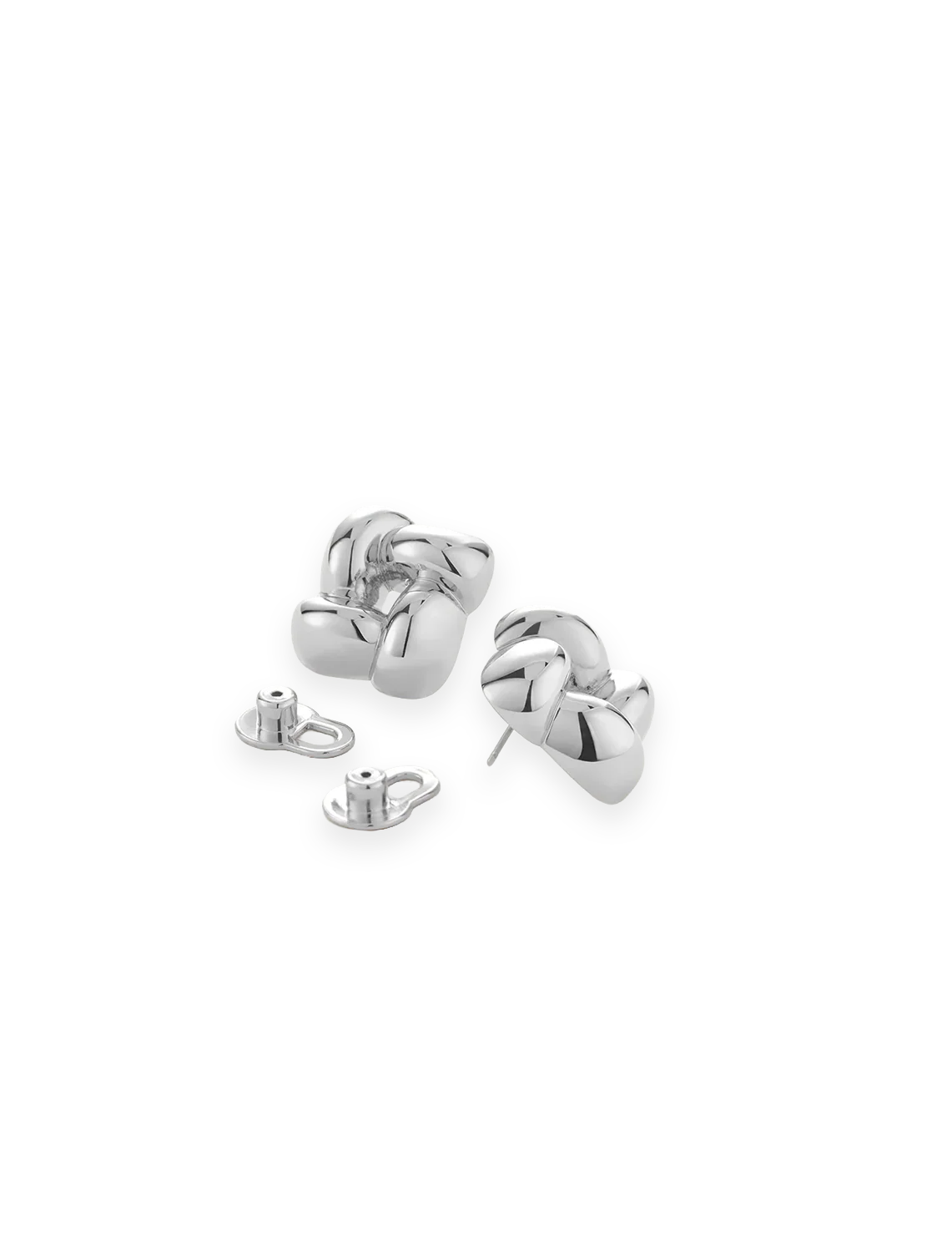 small woven square earrings in high polish silver - Image 3