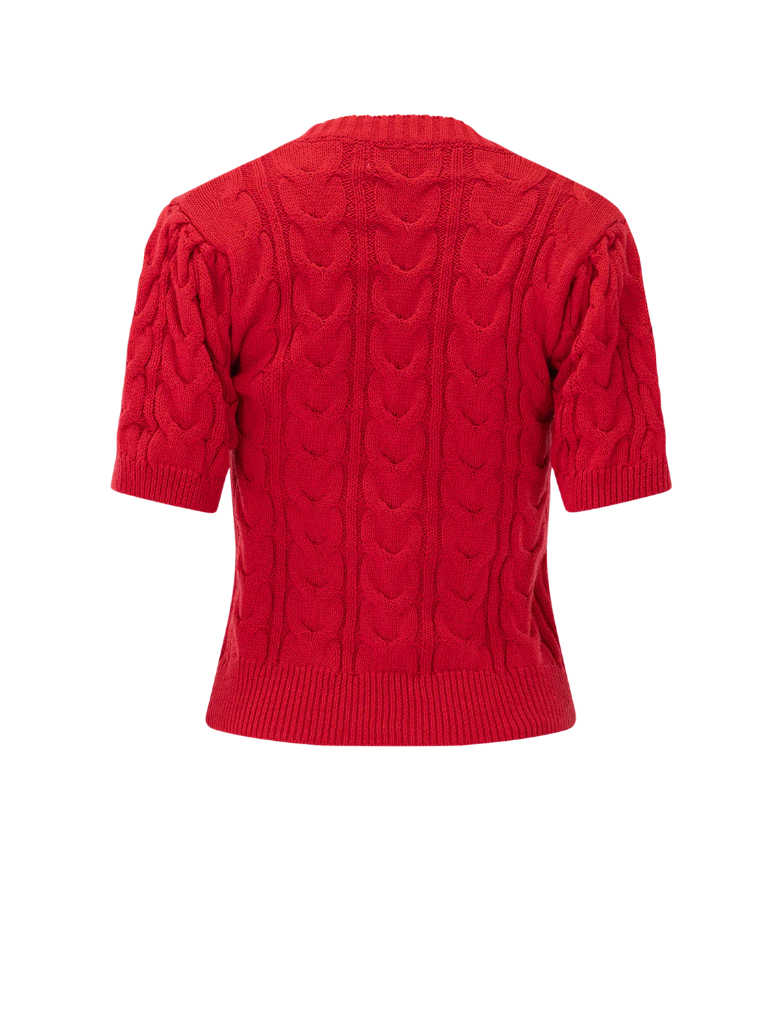 percy cable knit short sleeve pullover in rouge - Image 3