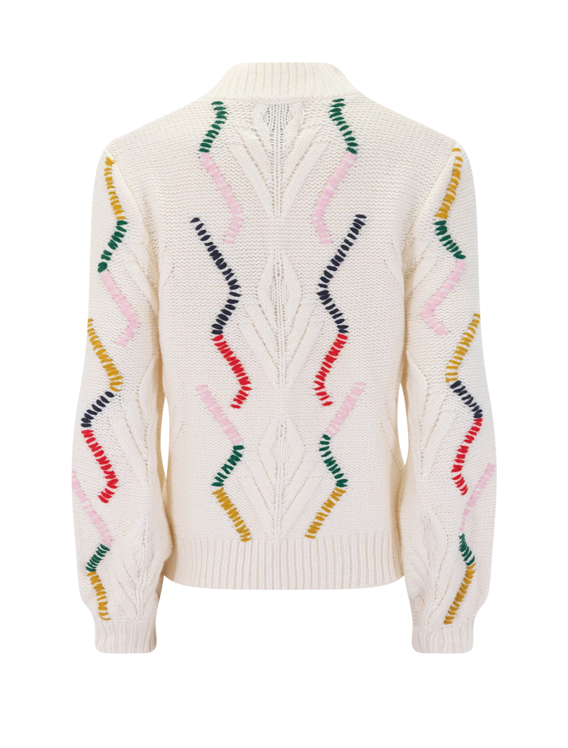 overstitch cable turtleneck in cream multi - Image 3