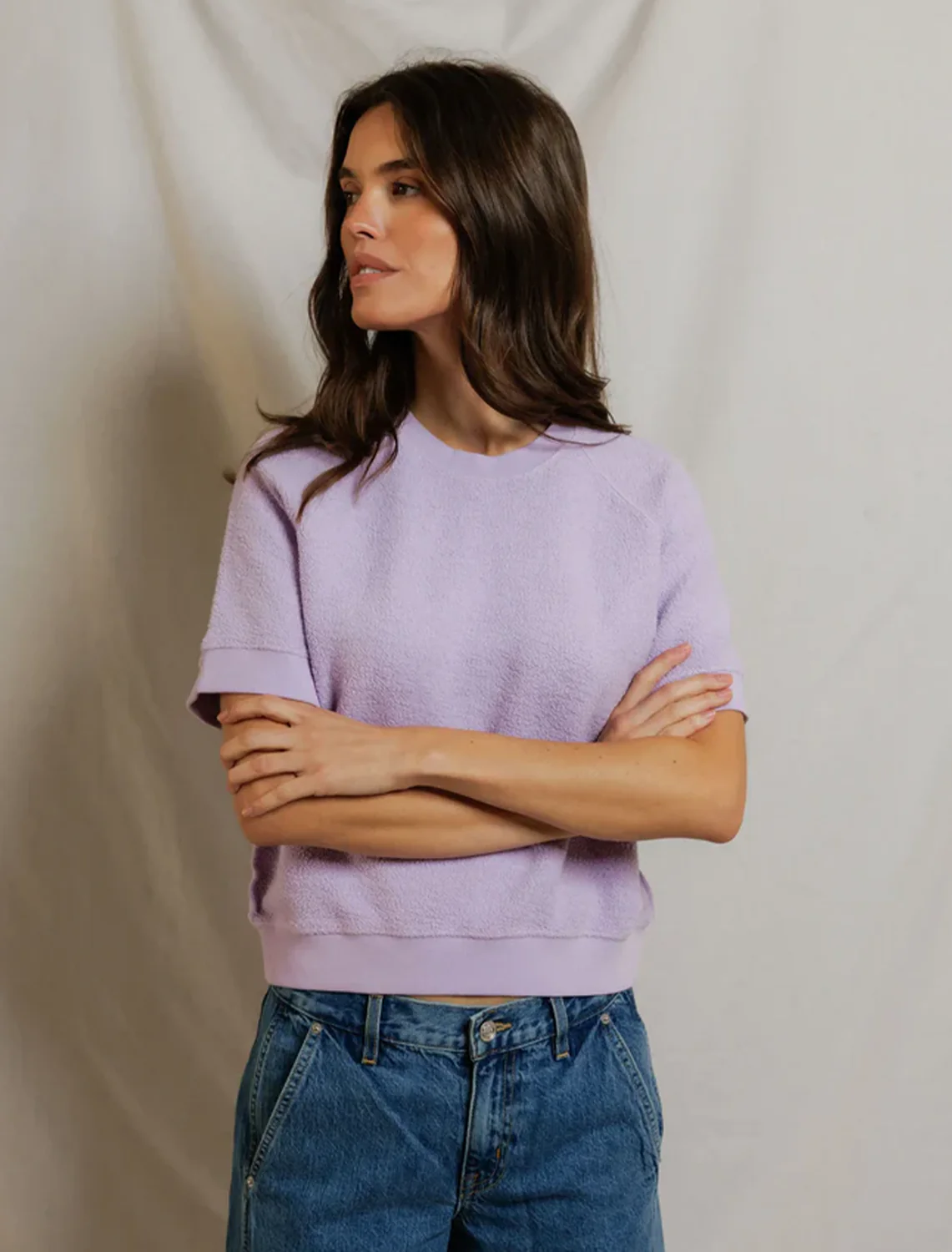 kennedy short sleeve fleece sweatshirt in ultraviolet - Image 2