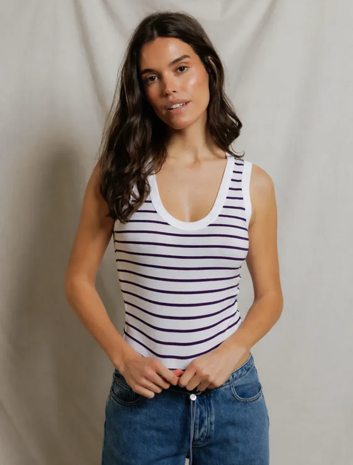 khara tank in ultraviolet stripe - Image 2