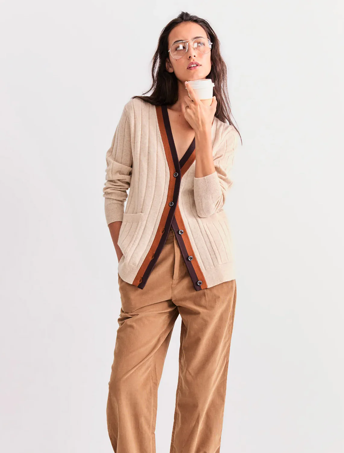 the sinclair cardigan in oatmeal melange - Image 2