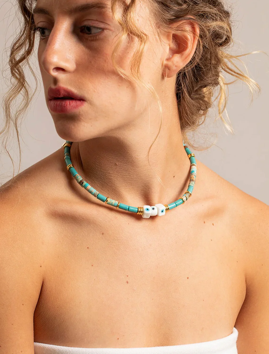 kyra perle turquoise and oeil chain - Image 2