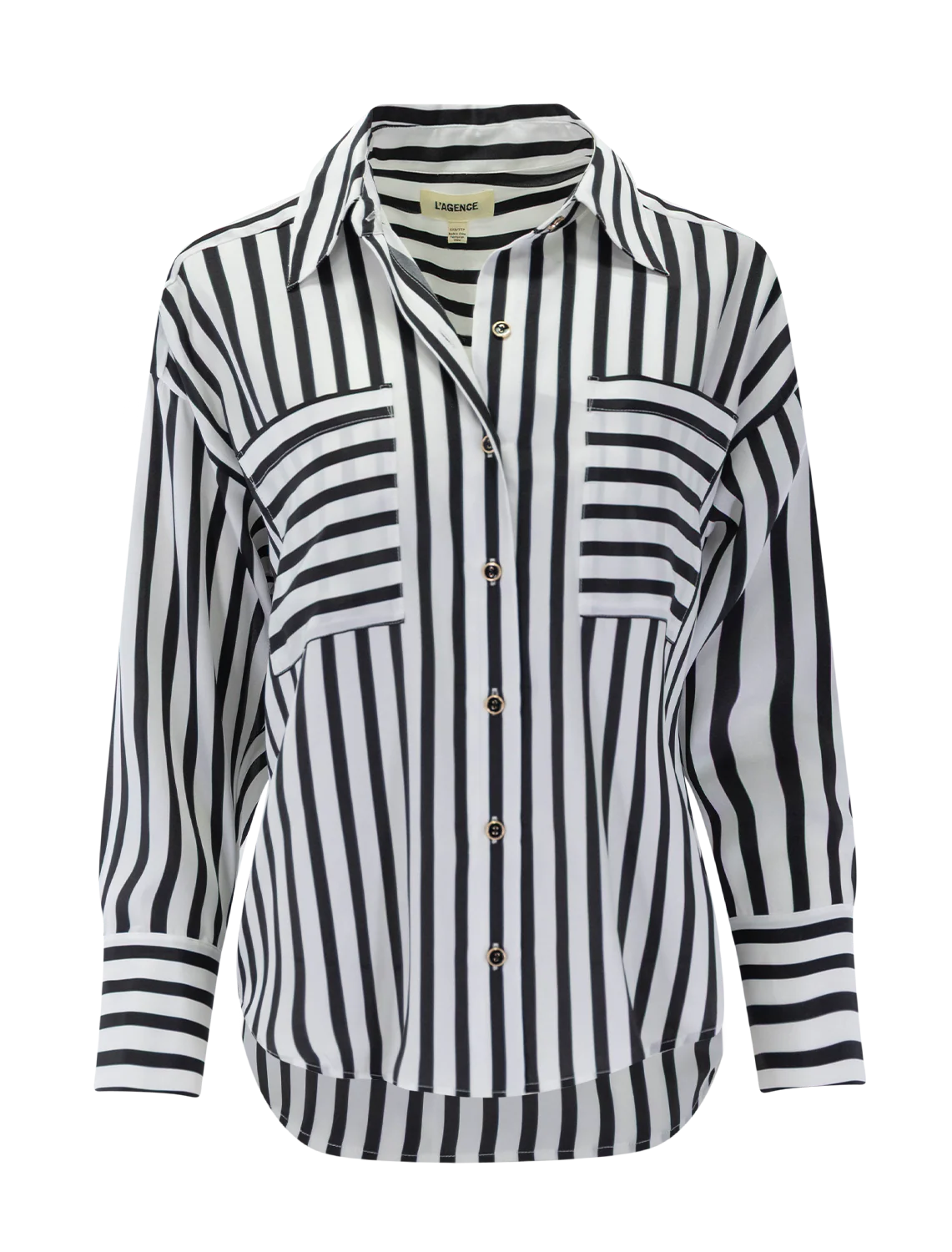 eliora blouse in black and ivory stripe