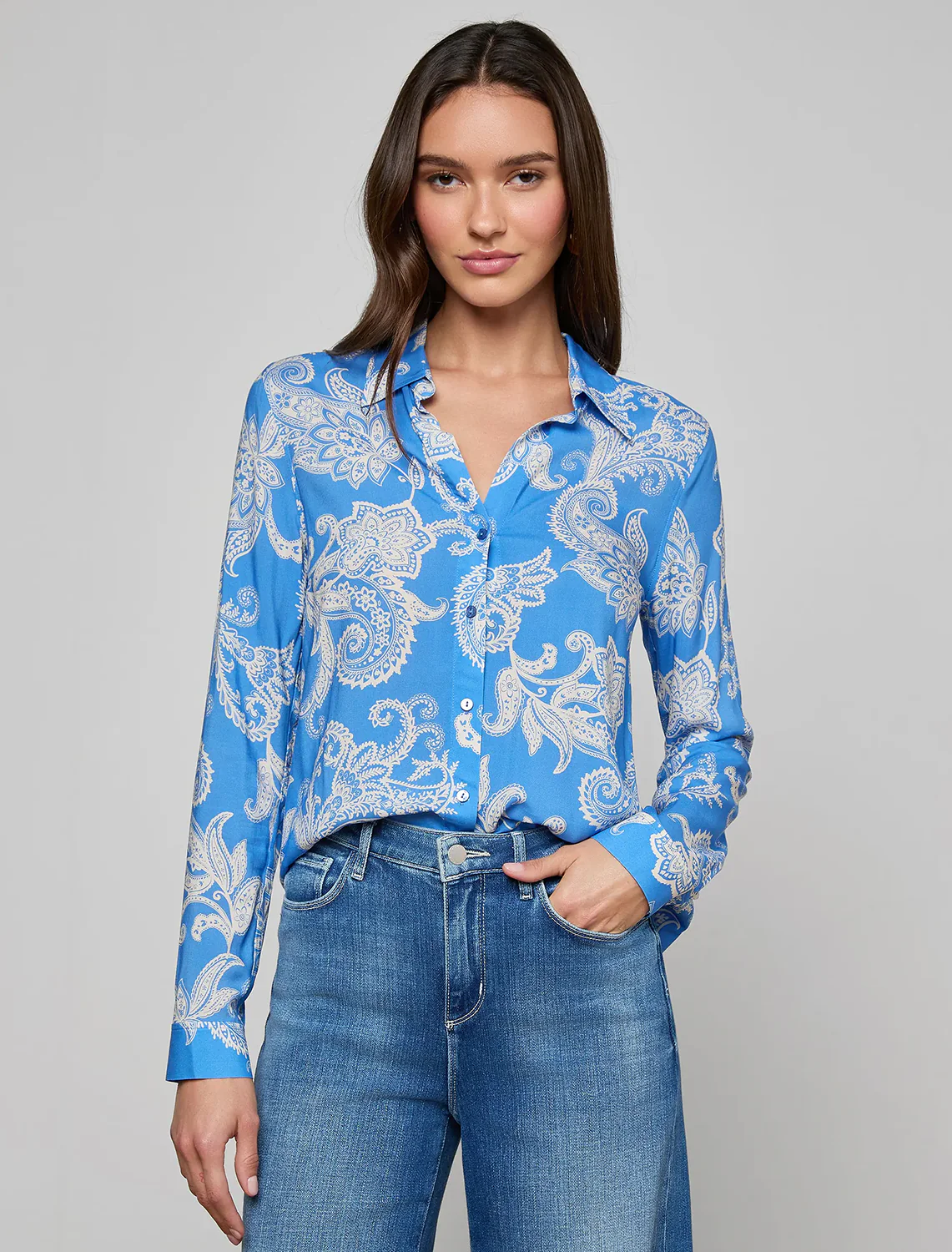 holly in regatta blue and ivory paisley - Image 2