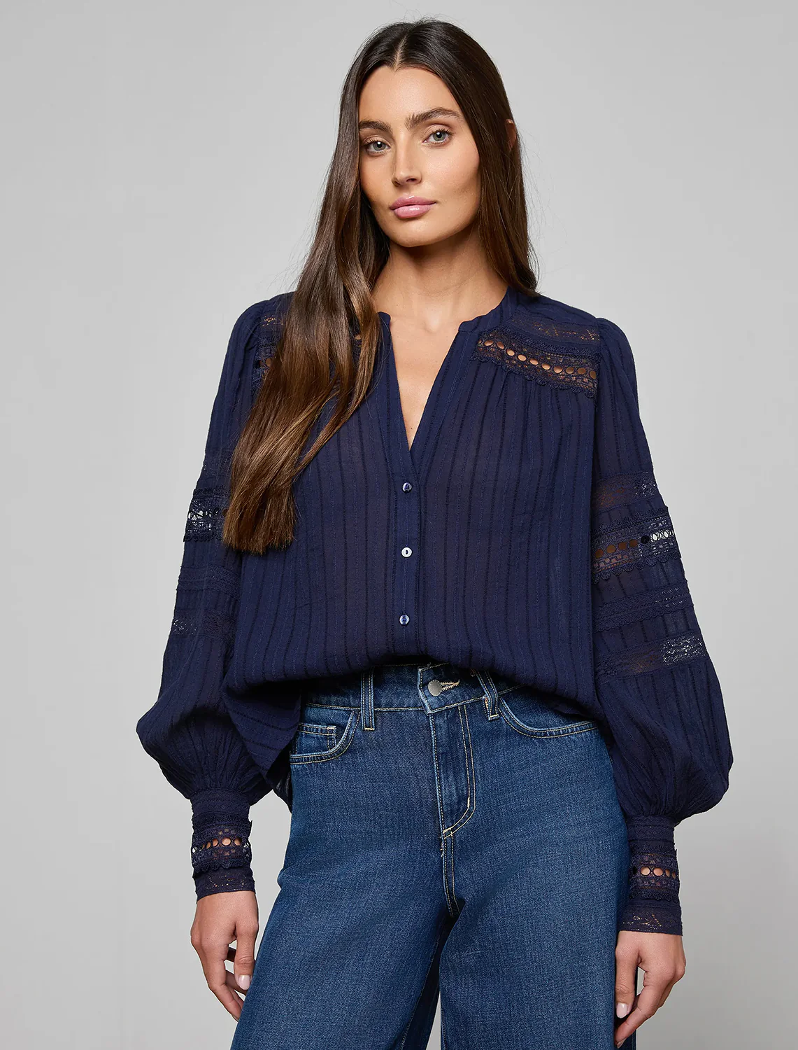 kiera trim blouse in midnight - Image 2