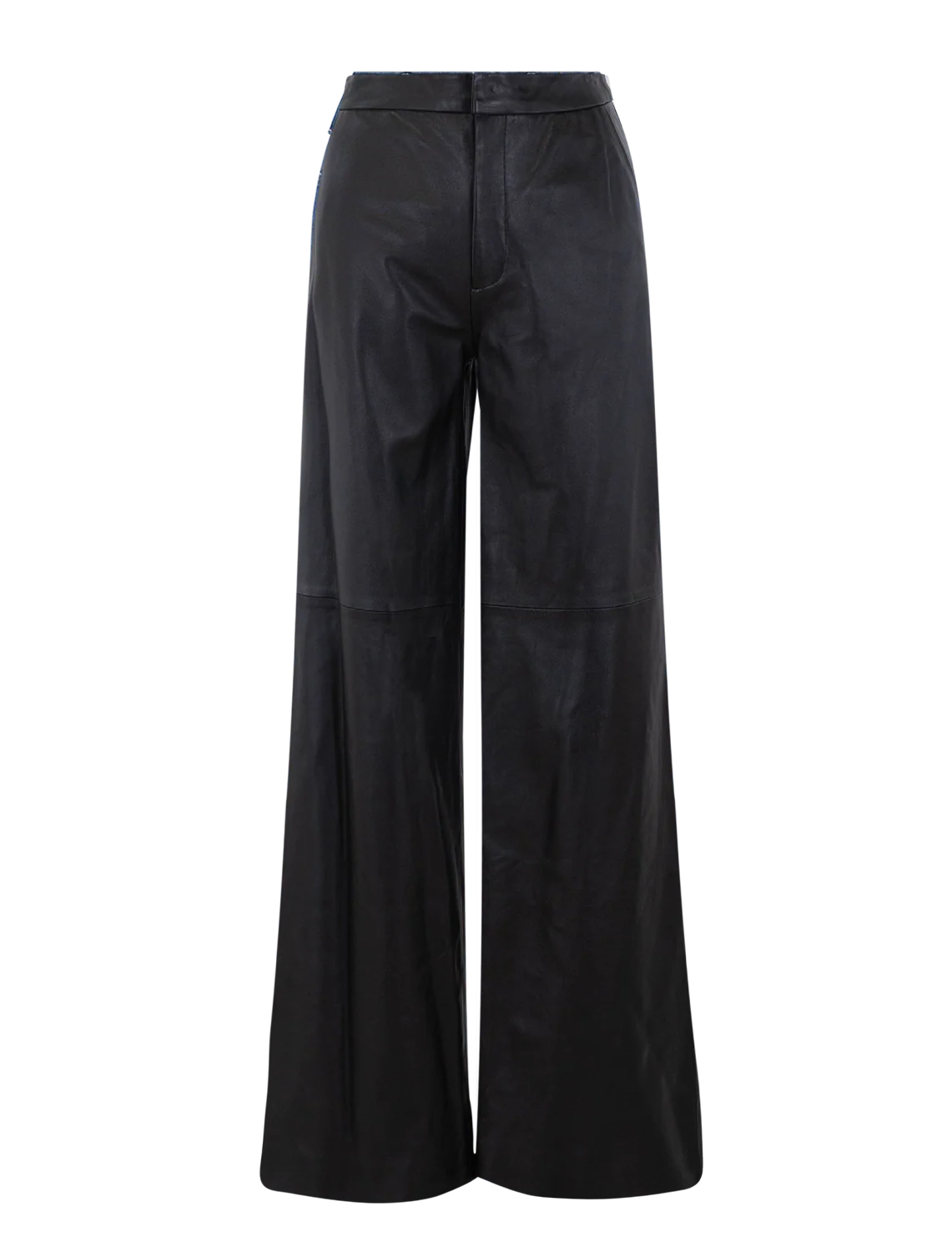 livvy black leather straight leg trouser