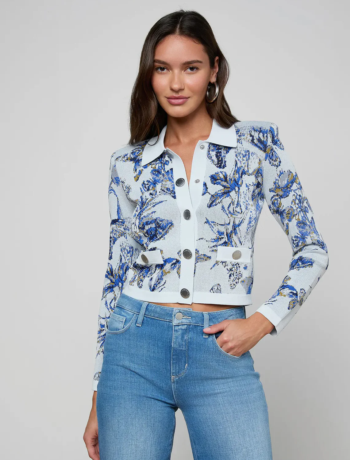osiris jacquard cardi in watercolor butterfly - Image 2