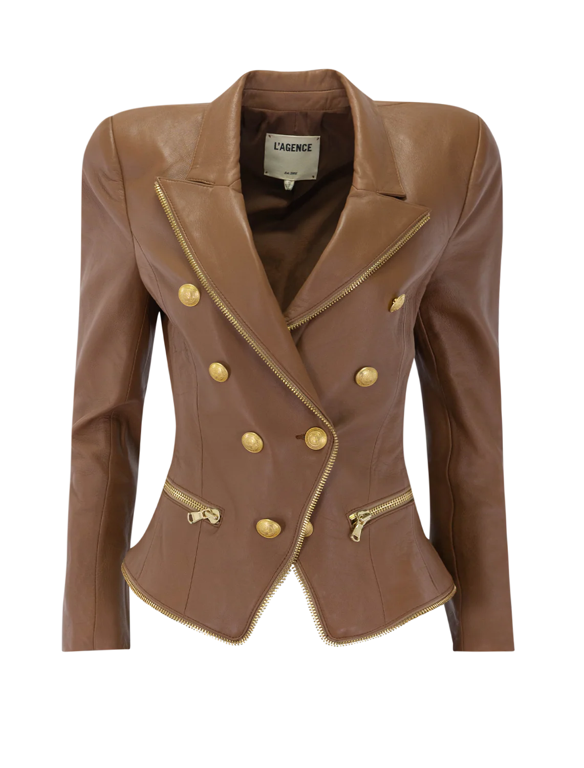ottilie leather blazer in soft cognac