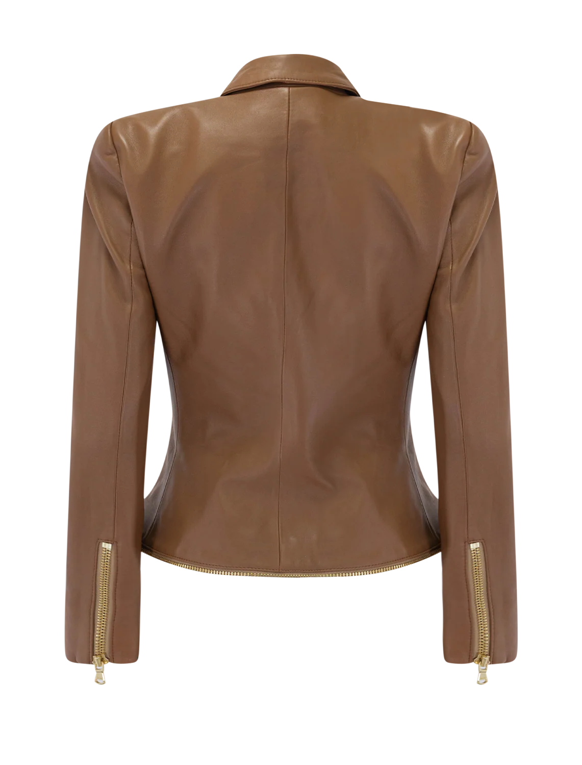 ottilie leather blazer in soft cognac - Image 3