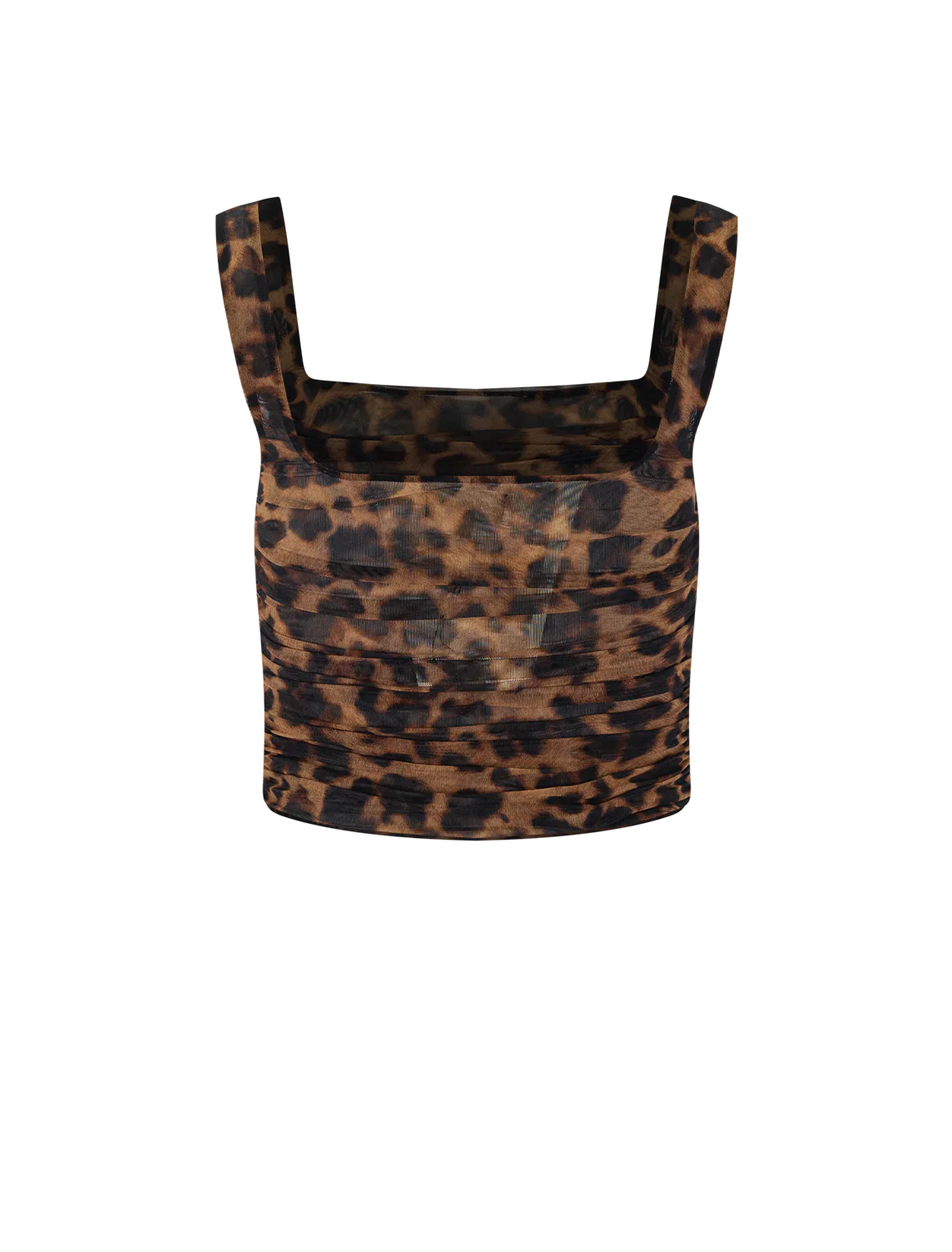 rasha shirred tank in brown leopard - Image 3