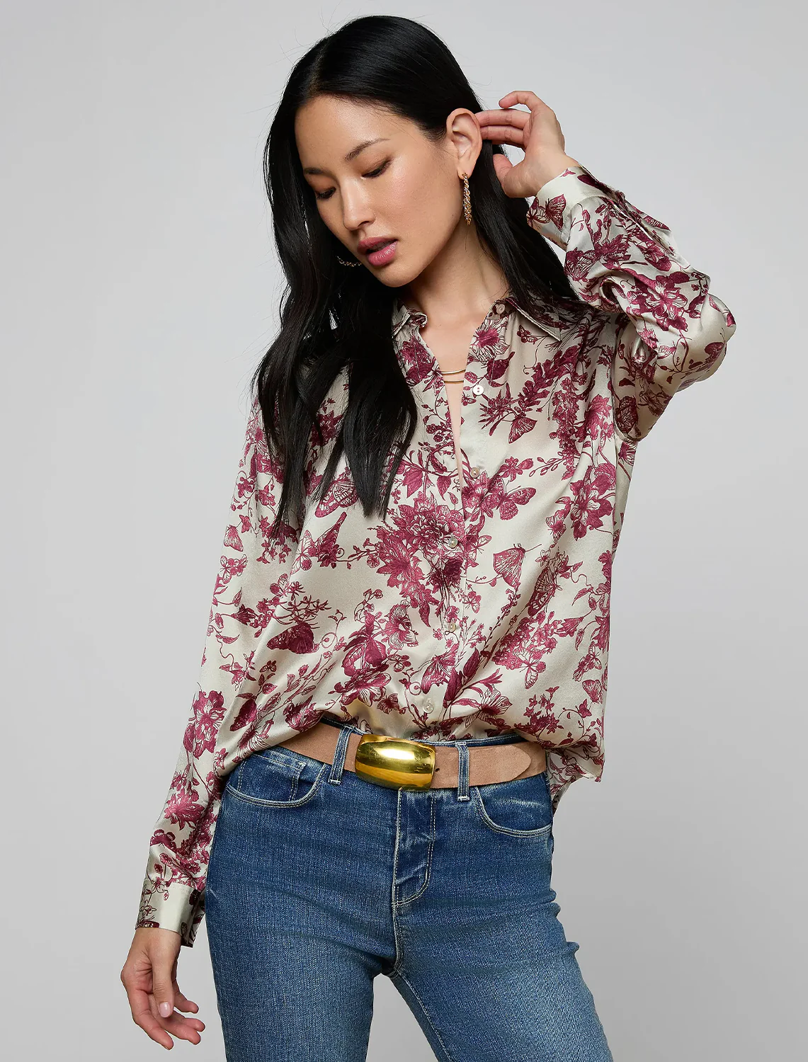 tyler silk blouse in butterfly toile - Image 2