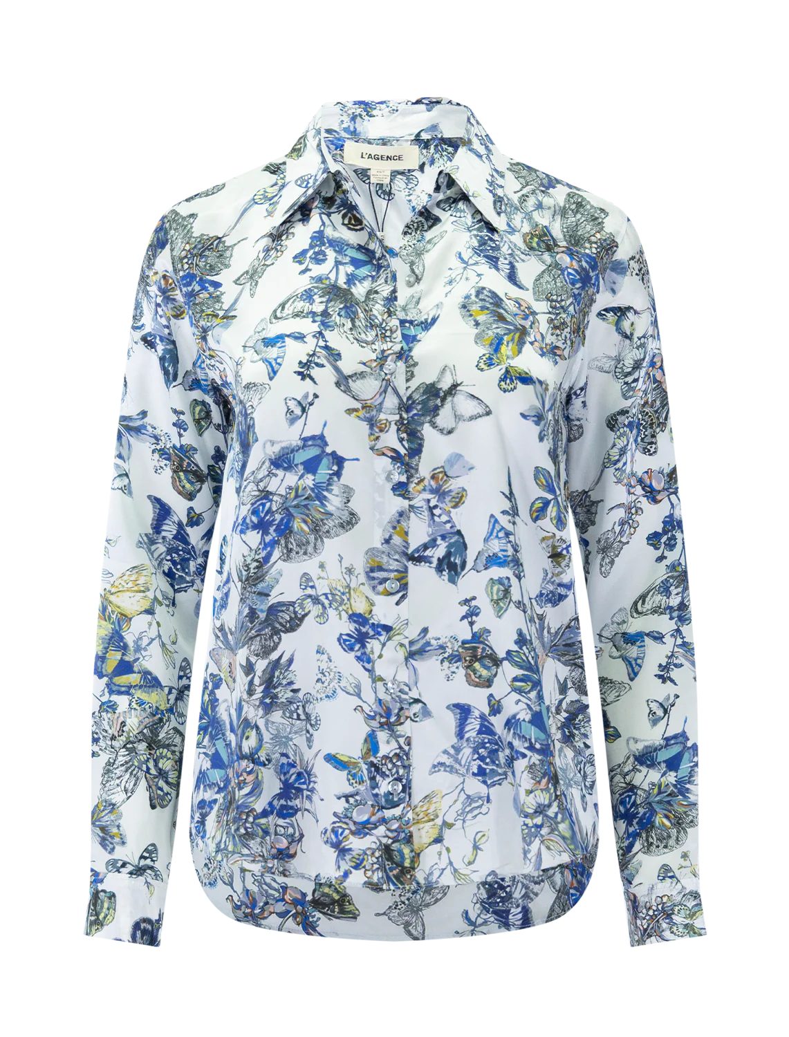 tyler silk blouse in watercolor butterfly