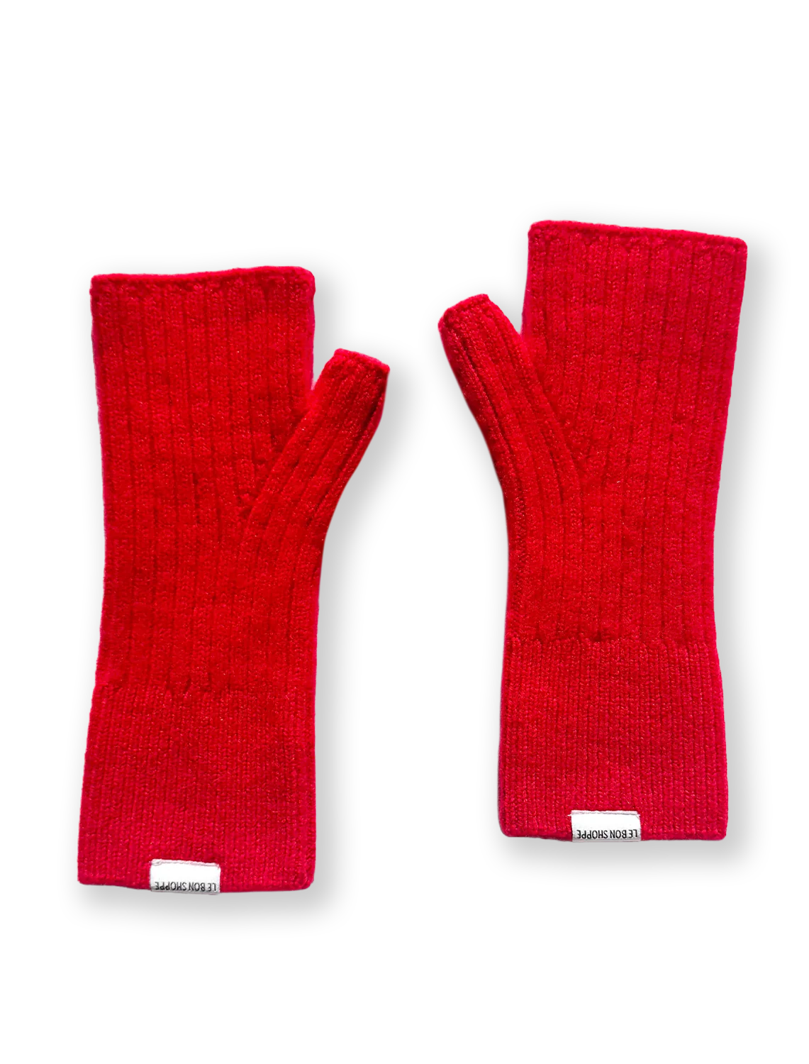 cashmere wrist warmers in cherry red