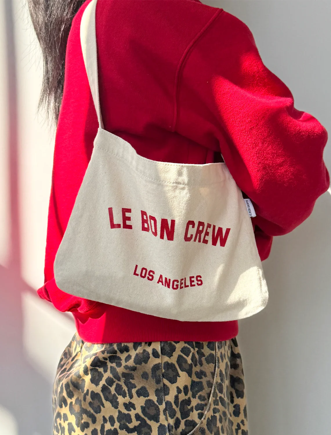 petite happy carry bag in naturel + red - Image 2
