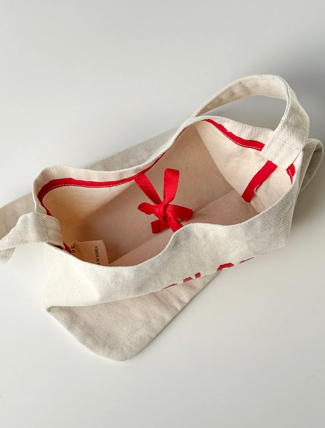 petite happy carry bag in naturel + red - Image 3