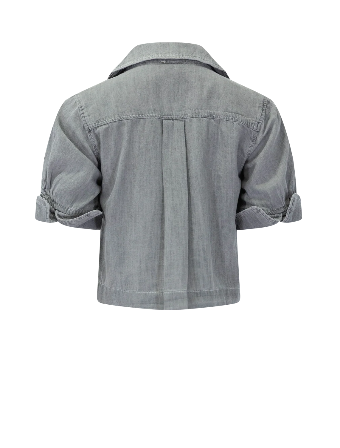denim cuffed shirt in grey wash - Image 3
