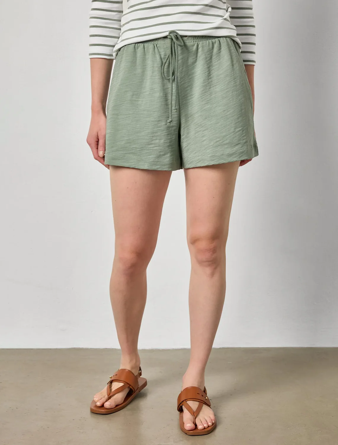 drawcord shorts in sage - Image 2