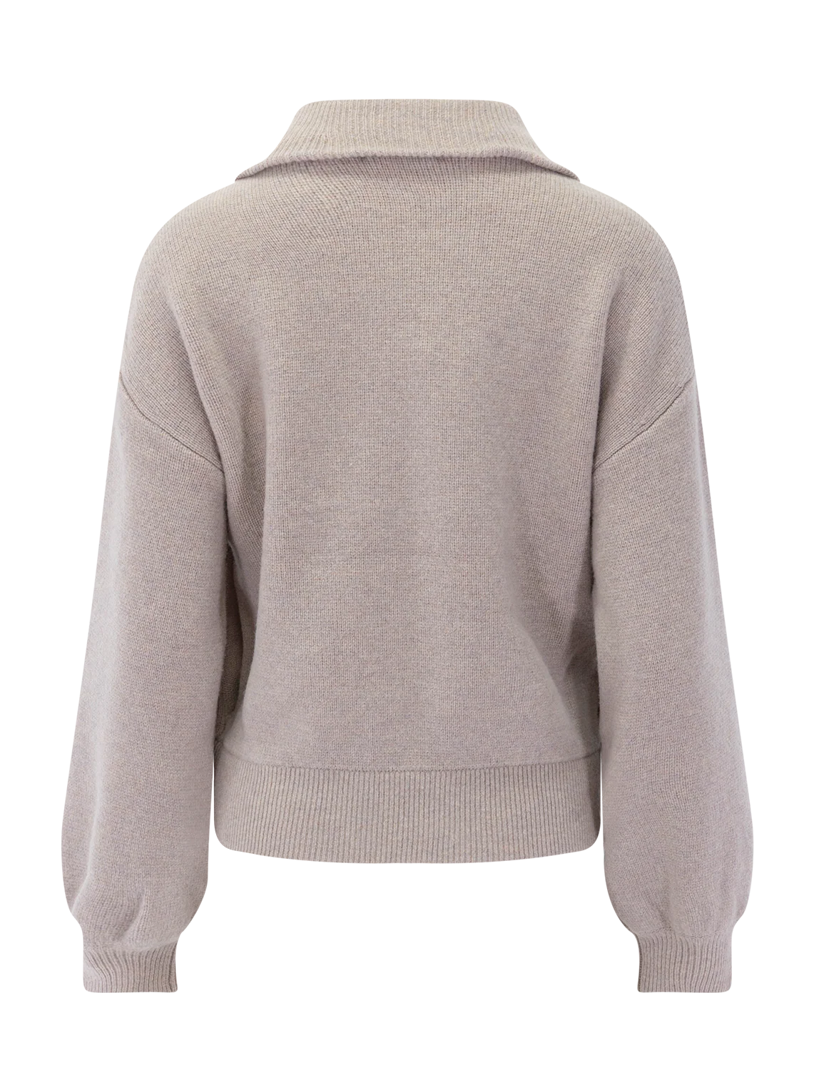 felted knit zip polo cardigan in quartz - Image 3