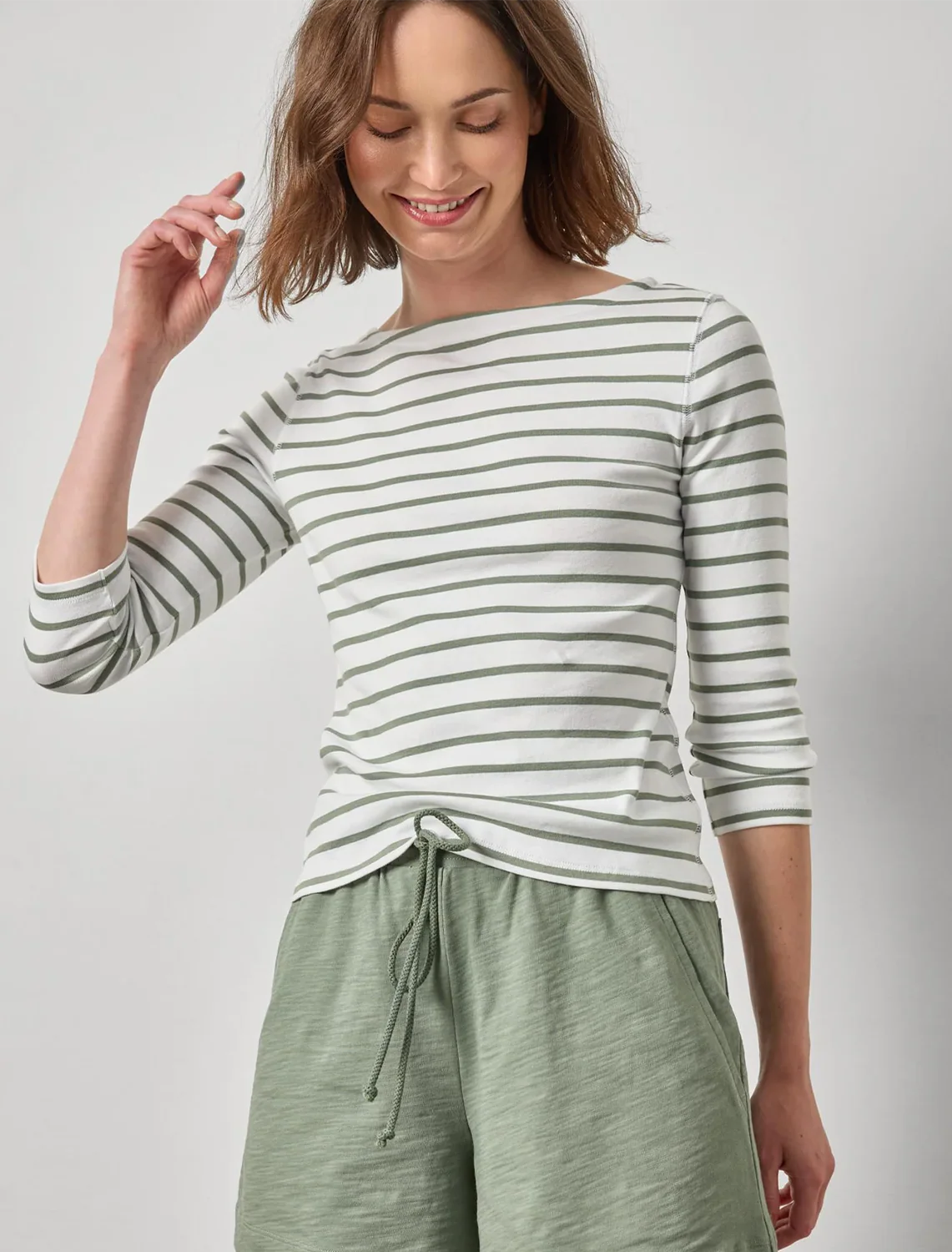 sage stripe boatneck tee - Image 2