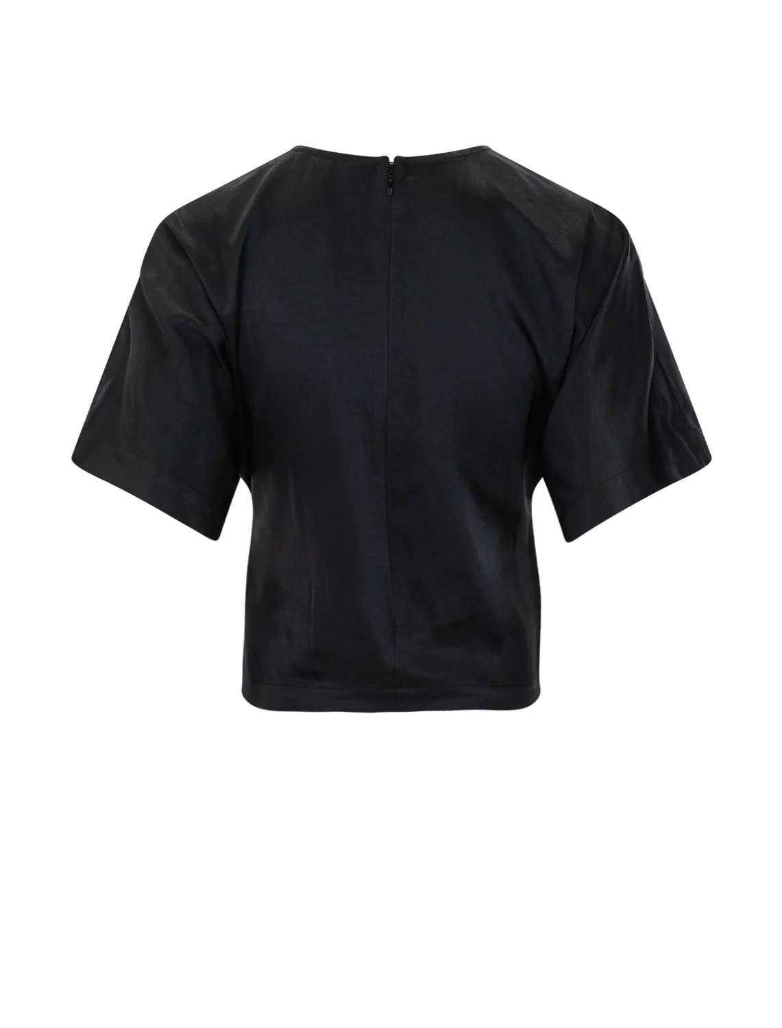 satin dolman short sleeve top in black - Image 3