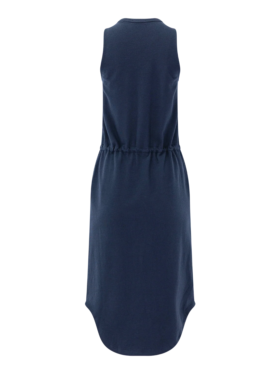textured terry shirttail midi dress in navy - Image 3