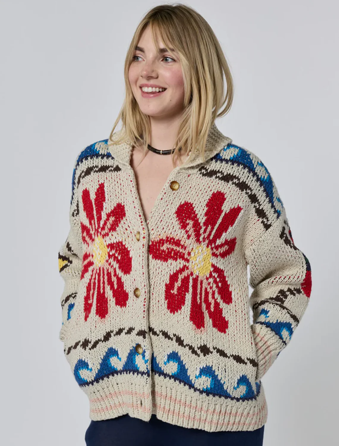 harbor bloom cardigan in ivory - Image 2