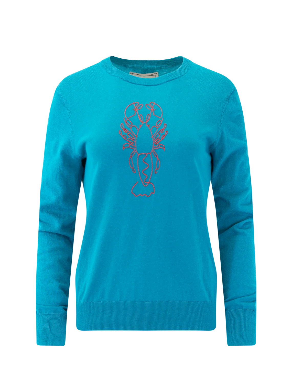 lobster crewneck sweater in teal