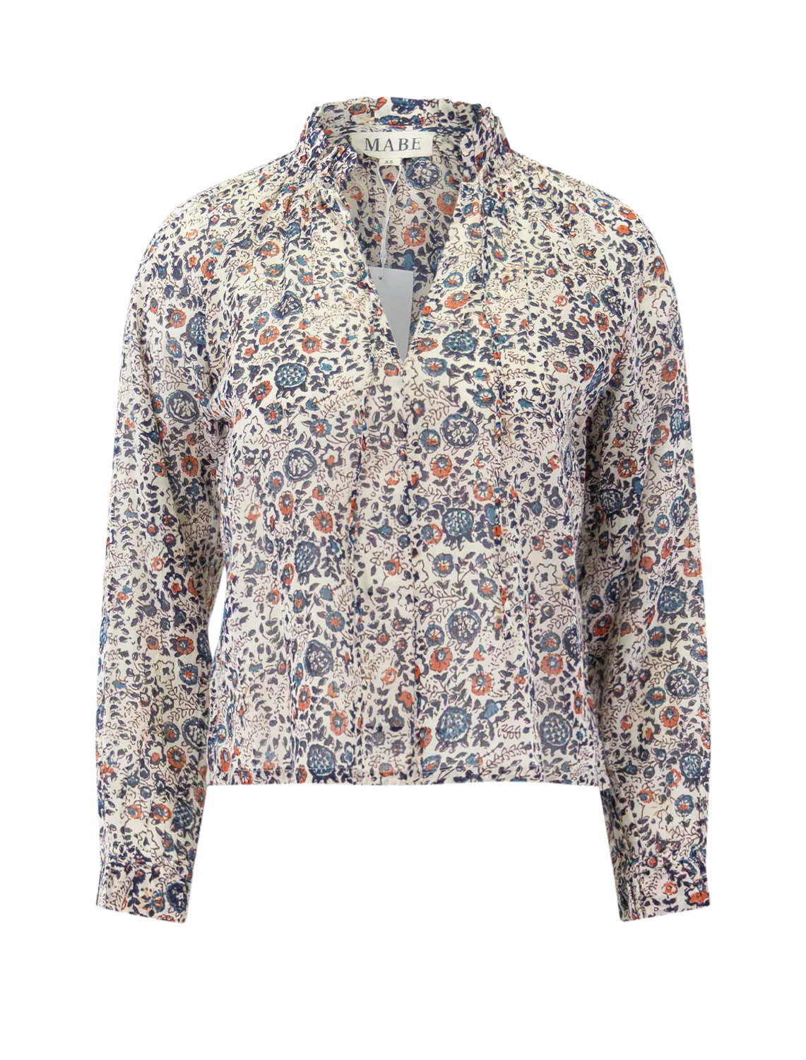 cass print long sleeve top in indigo rust