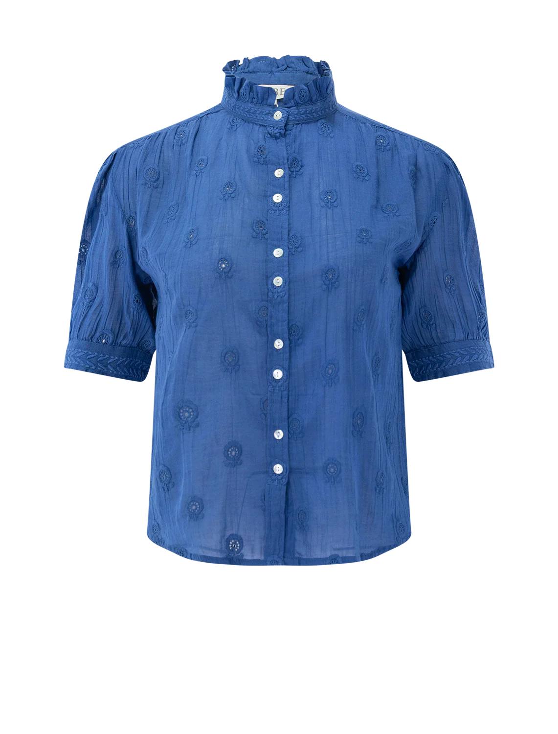 frani embroidered top in cobalt