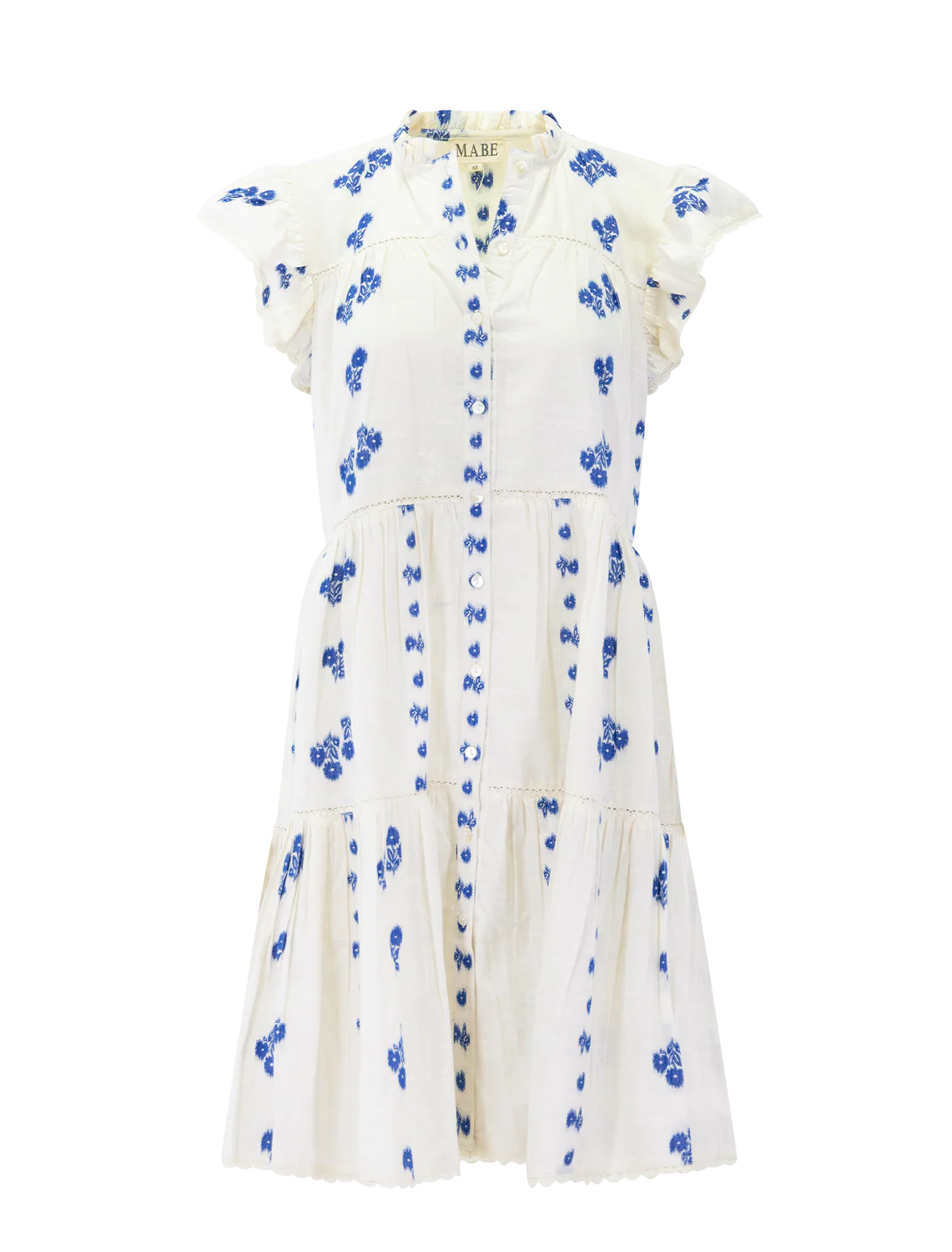 iris woven frill dress in blue