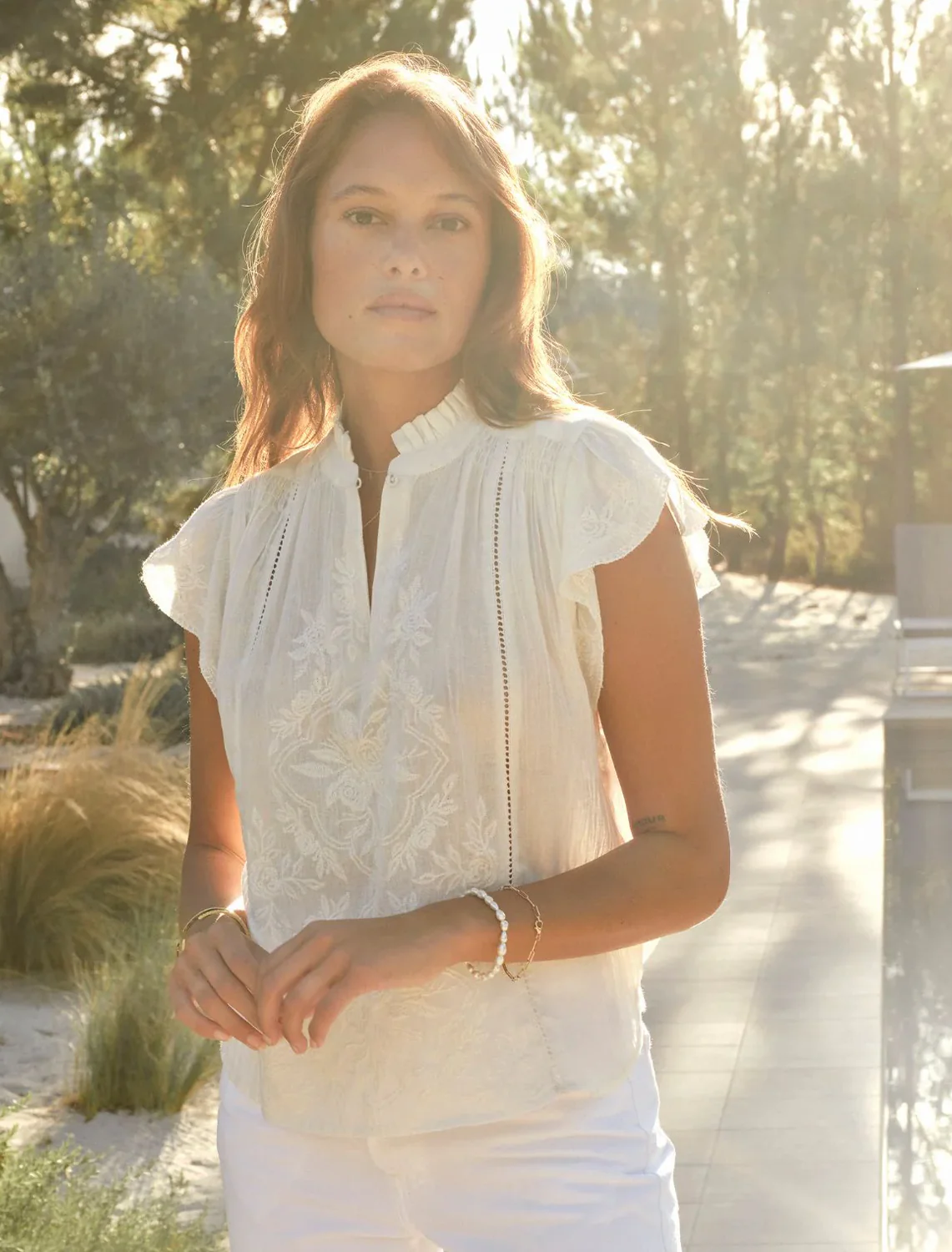 lilia embroidered top in ecru - Image 2