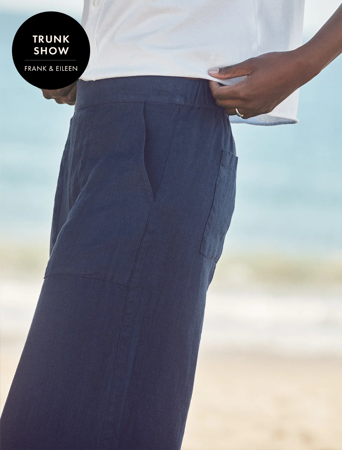 madeline linen pants in navy - Image 3