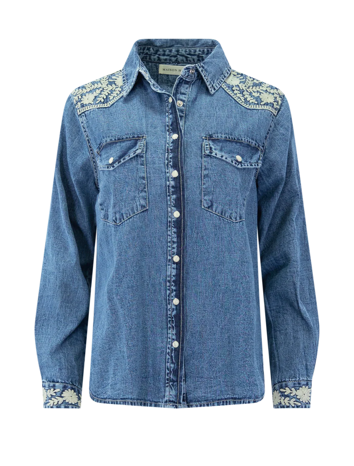 arizona embroidered top in blue haze