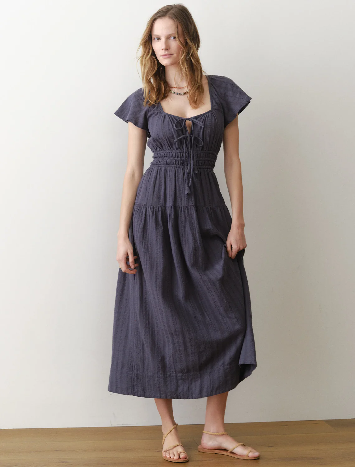 boho midi dress in indigo - Image 2