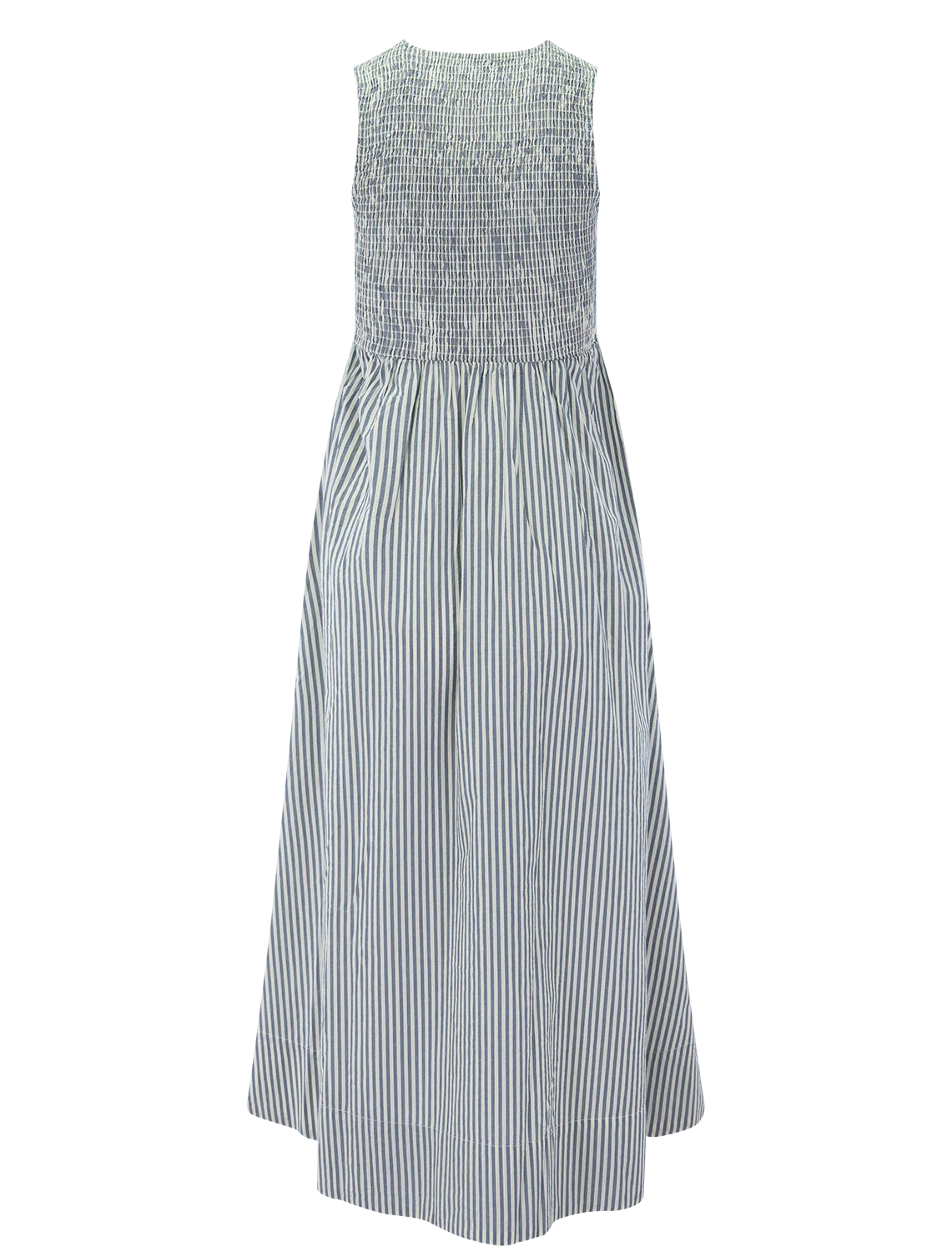 darcy poplin smocked dress in navy stripe - Image 3