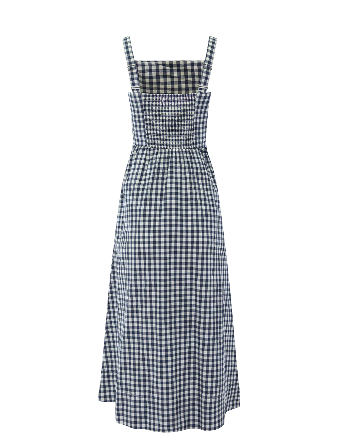 demi poplin midi dress in navy gingham - Image 3