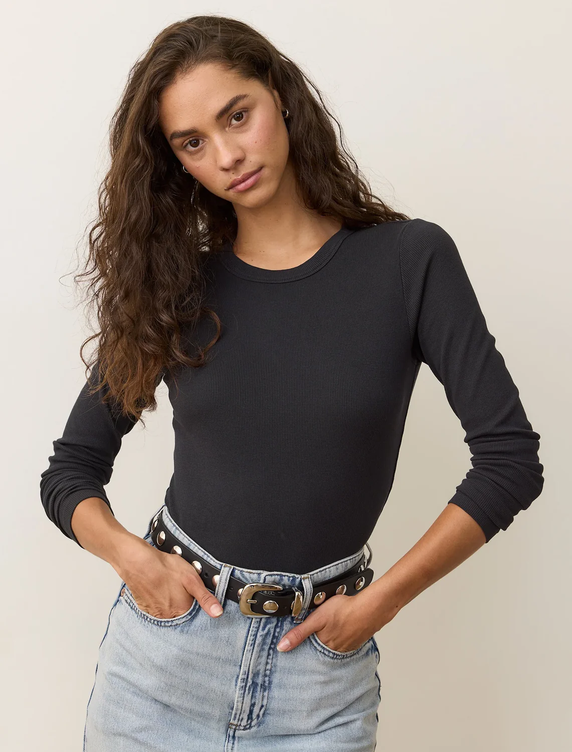 lexi long sleeve crew tee in black - Image 2